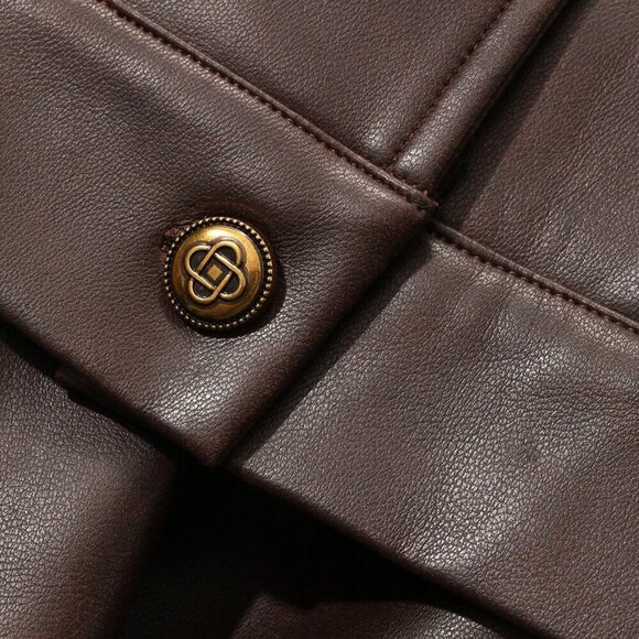 Brown Womens faux leather Sleeveless Jacket Vest & Split Hem Straigt skirt - Picture 9 of 9